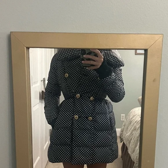 Juicy Couture Black and White Polka Dot Puffer Coat - Picture 2 of 2